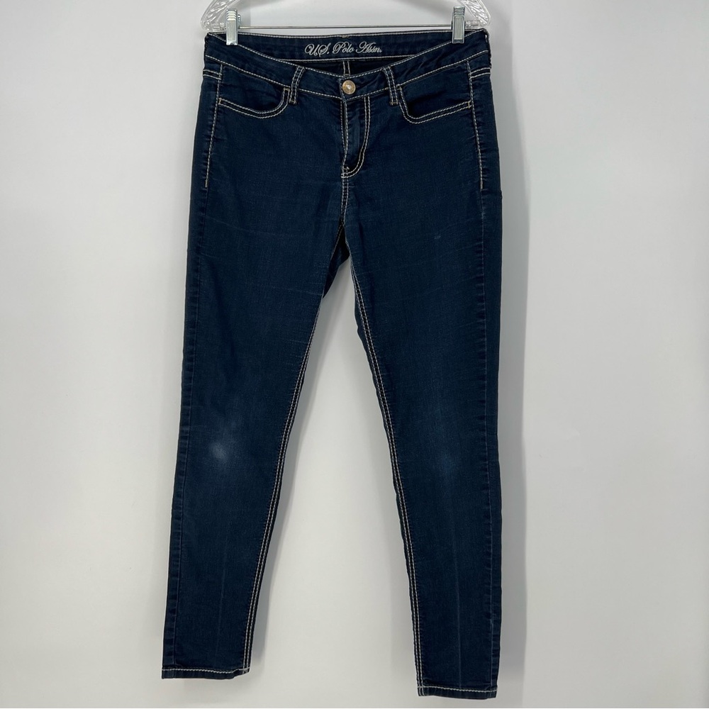 US Polo Assn. Women's Juniors Jeans 11/12 Skinny Dark Wash READ